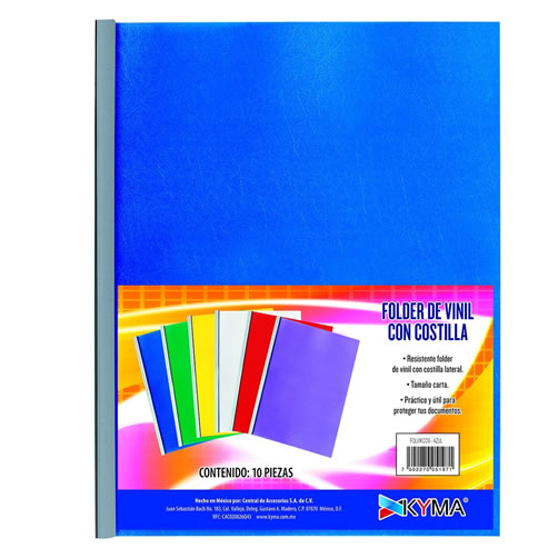 Folder de vinil con costilla tamaño carta color azul