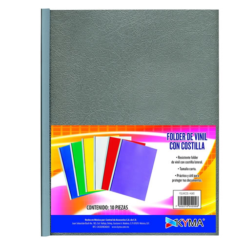 Folder de vinil con costilla tamaño carta color humo