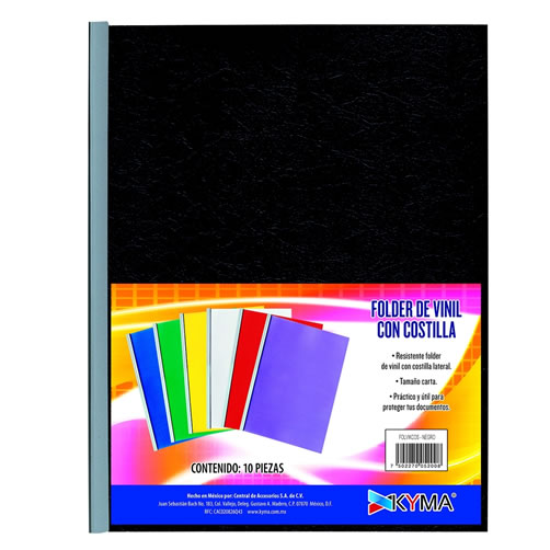 Folder de vinil con costilla tamaño carta color negro