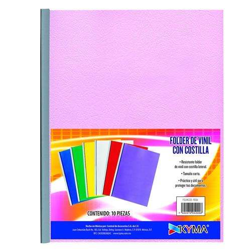 Folder de vinil con costilla tamaño carta color rosa