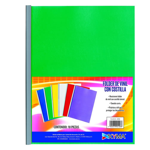 Folder de vinil con costilla tamaño carta color verde