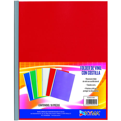 Folder de vinil con costilla tamaño carta color rojo