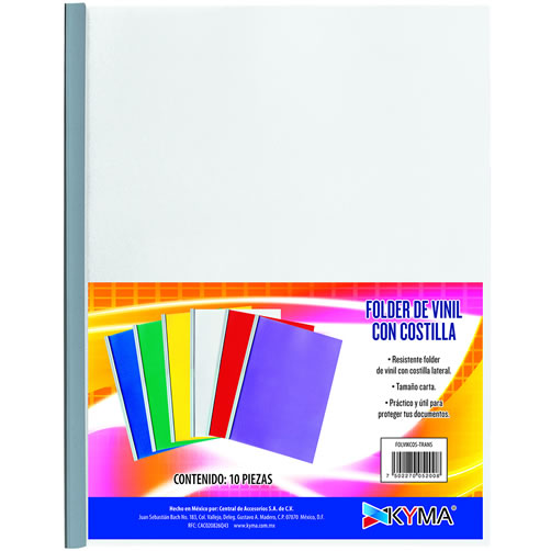Folder de vinil con costilla tamaño carta color transparente